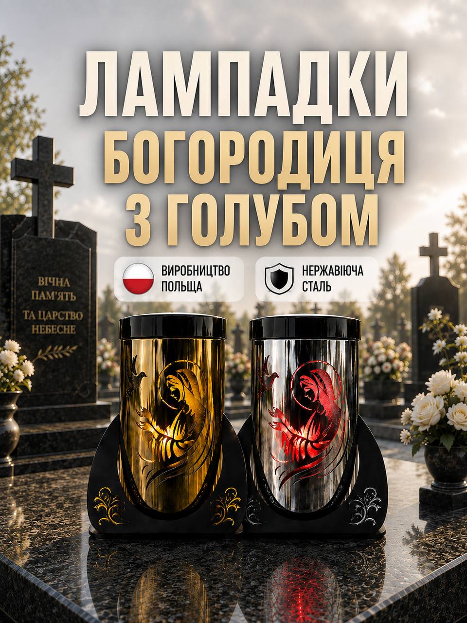 Сонячна лампадка Богородиця з голубом